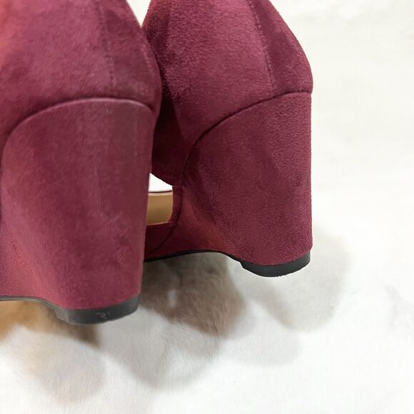 Kenneth Cole Reaction Wine Red Faux Suede Heels Wedge New Women’s Sz 6.5 - Picture 9 of 13